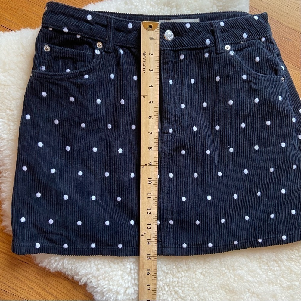 Topshop Black Corduroy Polka Dot Mini Skirt - Picture 5 of 8